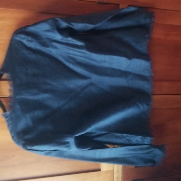 Chico's midnight blue, embroidered, silk jacket in Size 1 - Picture 5 of 5